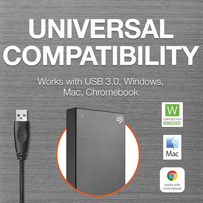 Seagate One Touch, 4TB, Password Activated Hardware encryption, Portable External Hard Drive, Portable External Hard Drive, PC, Notebook & Mac, USB 3.0, Space Gray (STKZ4000404)