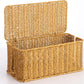 Large Cable Management Box, Handwoven Imitation Rattan Cord Organizer Cord Hider Box, Desk Cord Management Box to Hide Cords and Power Strips, 13.5" L x 6.2" W x 6" H, Natural