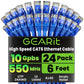 GearIT Cat 6 Ethernet Cable Pack - 24-Pack 6 ft Cat6 Ethernet Patch Cables | RJ45 Network Patch Cable, 10 Gbps Snagless Gold-Plated Connectors - Ethernet Cable Cat 6 for PC, TV, Router - Blue