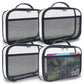 holay 4 Packs PVC Zippered Blocks Set, Toy, Clay, Board game Storage Organizer Case (Name Tag, Manual Pocket) (Black, Small)