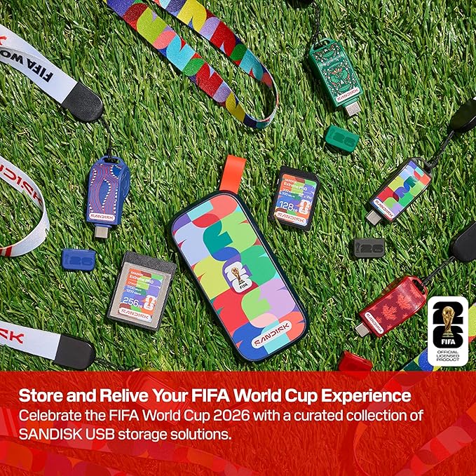 SANDISK 128GB USB-C Flash Drive, FIFA World Cup 2026 Edition - Up to 300MB/s Transfer speeds, USB 3.2 Gen 1, USB Type-C - Black - SDCZIA-128G-G46
