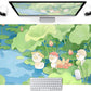 Green Cute Anime Desk Mat Kawaii Cartoon Ducks Gaming Mouse Pad XXL Large Anime Girl Gamer Mousepad Women Office Decor Desk Pad Aesthetic Lotus Leaf Laptop Keyboard Pad Computer Mat 31.5x15.75 in