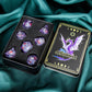 ARUOHHA DND Resin Dice Plum Blossom Liquid Core Silver Purple Sharp Edged Polyhedral Dragons Dice Set with Gift Box, Dungeons D and D Dice Compatible with D&D Role Playing Game D20 D12 D8 D6 D4