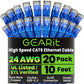 GearIT Cat 6 Ethernet Cable Pack - 20-Pack 10 ft Cat6 Ethernet Patch Cables | RJ45 Network Patch Cable, 10 Gbps Snagless Gold-Plated Connectors - Ethernet Cable Cat 6 for PC, TV, Router - Blue