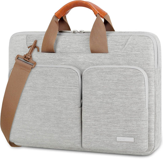 Lacdo 360° Protective Laptop Shoulder Bag for 15 inch New MacBook Air M4 A3241 2025, M3 A3114, M2 A2941 2024-2023, 15 inch MacBook Pro A1990 A1707, Dell XPS 15 Plus 2022-2020 Computer Case Bag, Gray