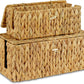 efluky 2 Pack Hand-woven Cable Management Box with Lid, Water Hyacinth Open Slots Cord Box to Hide USB Wire, Power Strip & Charger for Home & Office and Dorm, Natural