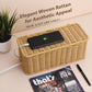 Handmade Cable Management Box, Imitation Rattan Cord Organizer Cord Hider Box, Desk Cord Management Box to Hide Cords and Power Strip L12.5 W5 H5.2 CB2412 Black