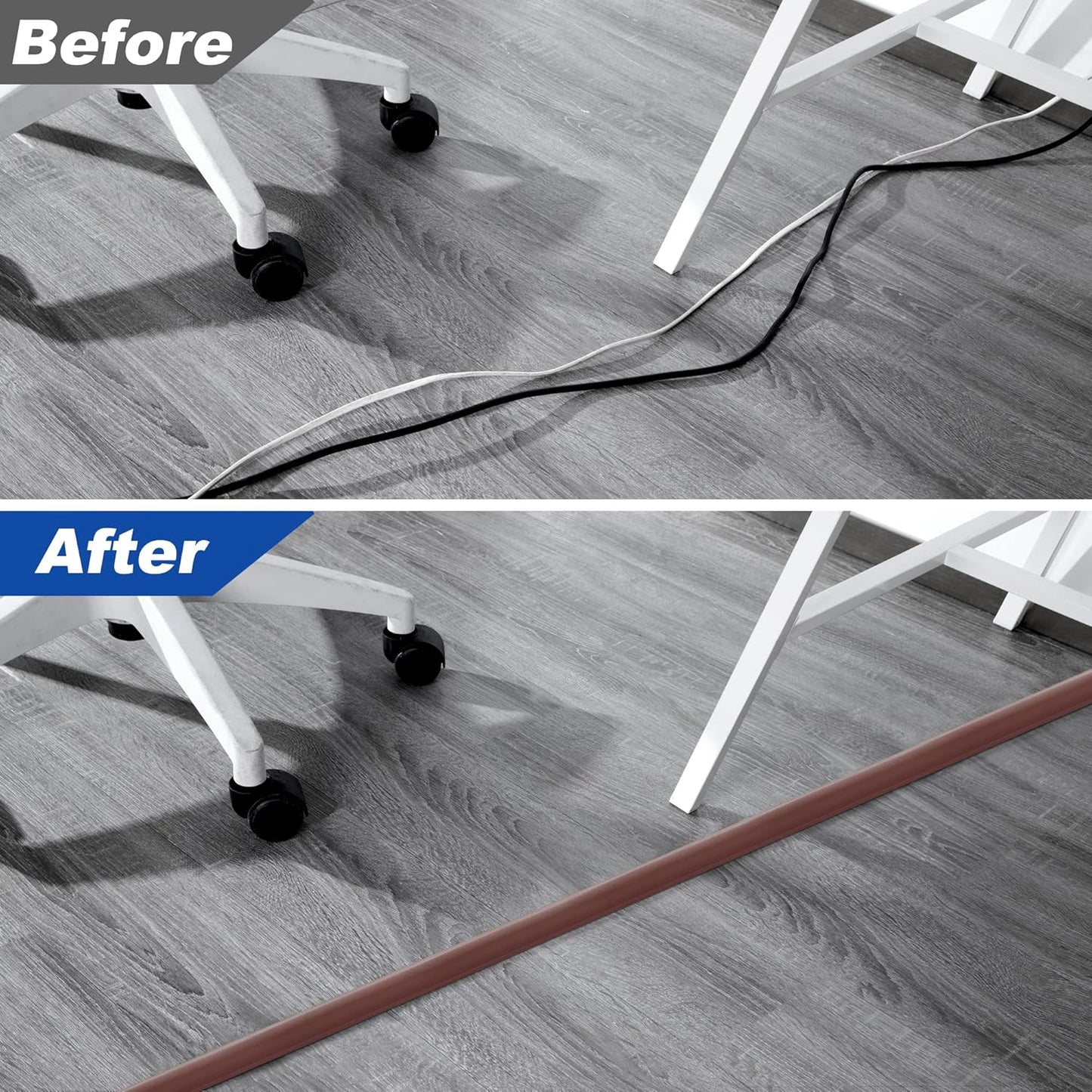Cord Hider Floor 6ft LZEOY, Heavy Duty Cord Covers for Wires on Floor, Brown Floor Cable Management, Hide Cord Cover Floor, Electrical Cable Hider Cord Protector Floor, Cable Cavity: 0.78" W x 0.32" H