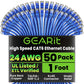 GearIT Cat 6 Ethernet Cable Pack - 50-Pack 1 ft Cat6 Ethernet Patch Cables | RJ45 Network Patch Cable, 10 Gbps Snagless Gold-Plated Connectors - Ethernet Cable Cat 6 for PC, TV, Router - Blue