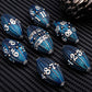 ARUOHHA DND Metal Dice Black Blue Dragon Egg Dice with Metal Box, Role Playing Game Polyhedral D and D Dice Set D20 D12 D10 D8 D6 D4