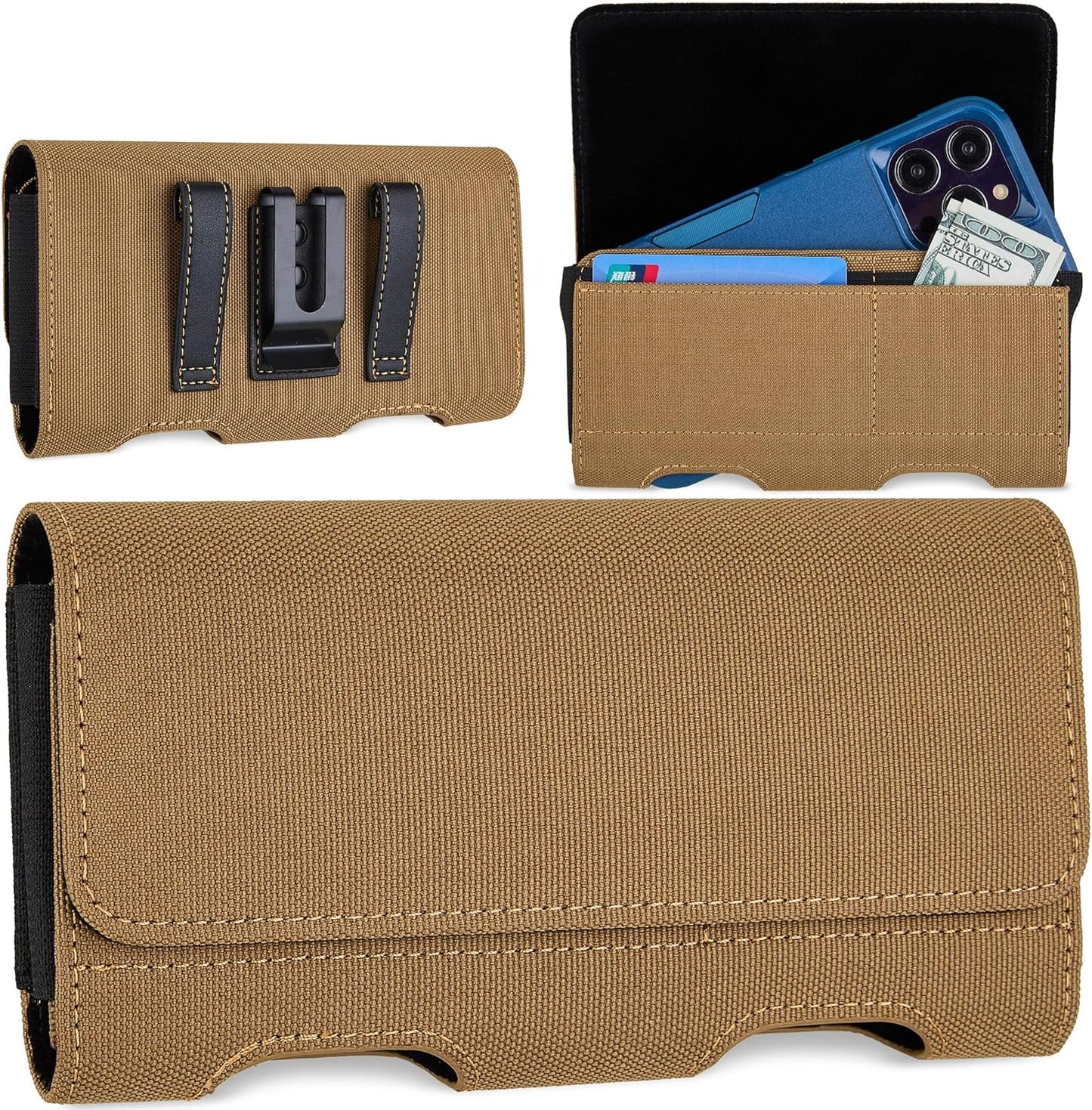 Mopaclle Nylon Cell Phone Holster for Samsung Galaxy S25 Ultra S24 Ultra,S23 Ultra,S22 Ultra, S21 Ultra,Note 20 Ultra A71 A23 A12 Moto G Stylus, Premium Phone Belt Holder with Belt Clip for Men