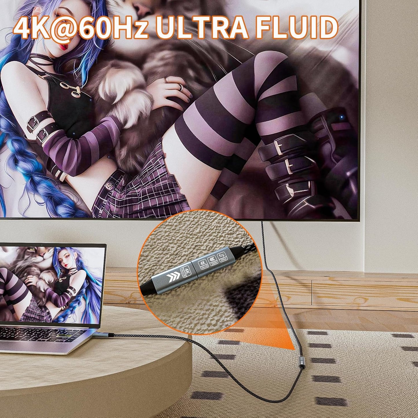 USB C Extension Cable 20FT, 20Gbps/100W USB3.2 Type C Extender Cord, 4K@60Hz Video Output Nylon Braided USB C Male to Female Extension Charging Cable Compatibility with Thunderbolt 4/3