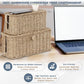 2-Pack Large Cable Management Box, Natural Rattan Cable Cord Organizer Boxes for Power Strip – 2 Open Slots Cords Hider Box for TV Wires, Computer, Router, USB Hub and Under Desk Power Strip