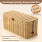 2Pack Large Cable Management Box, Handwoven Imitation Rattan Cord Organizer wire Hider Box, Desk Cord Management to Hide Cords and Power Strips