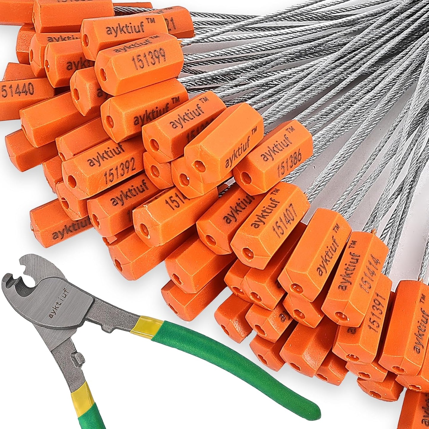 60 Pieces Security Cable Seals, Metal Number Security Tags for Truck, Trailers, Cargo, Containers, Vans, Oil Tank, Milk Vehicle (Orange, 60 Pack)