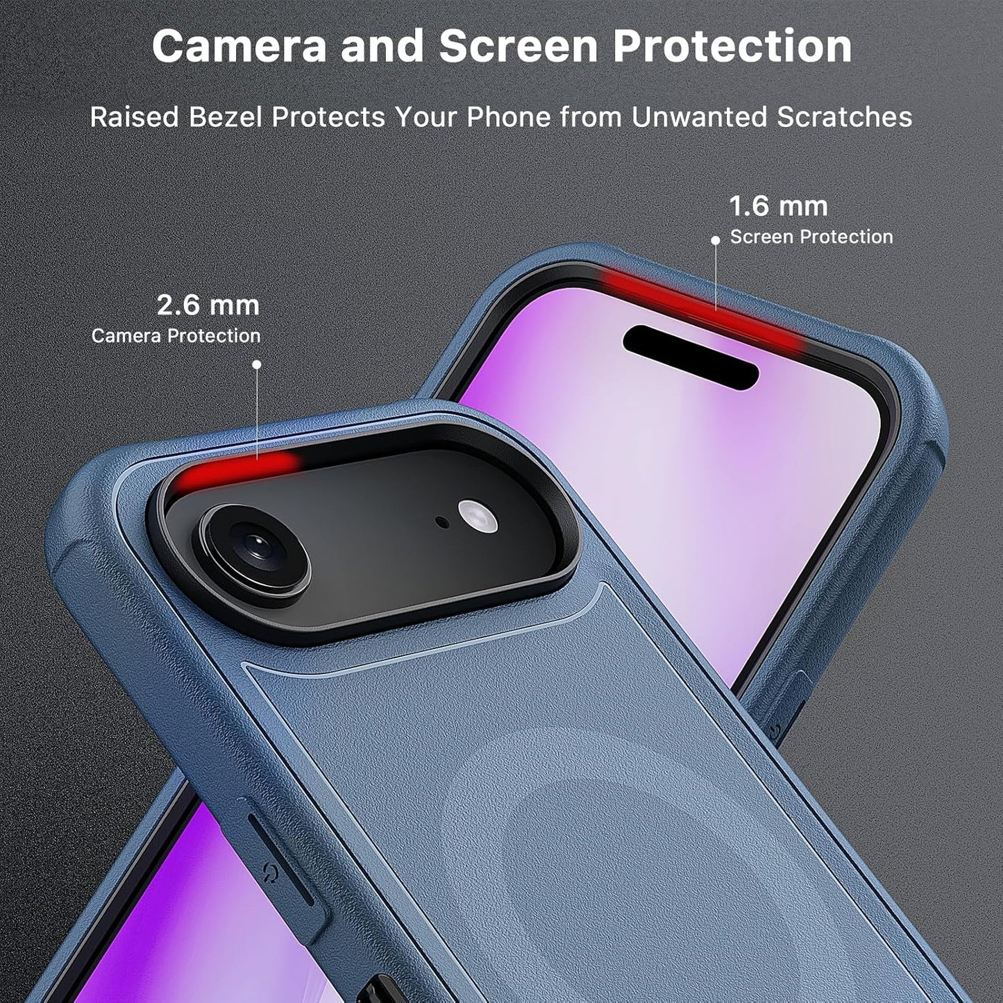 M MYBAT PRO for iPhone Air Case with Belt Clip Holster, [Compatible with Magsafe] w/Screen Protector, Anti-Drop, Shockproof, w 360°Rotating Kickstand, Heavy Duty Protection (Blue)