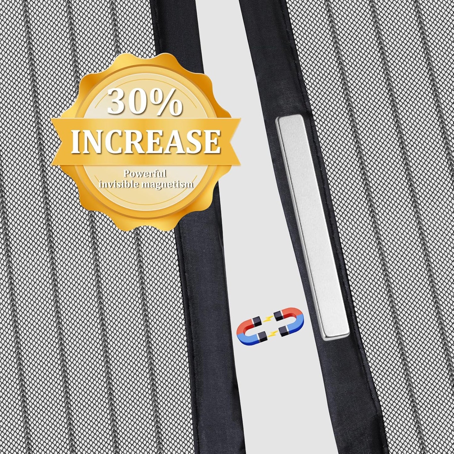 Magnetic Screen Door - Self Sealing, Heavy Duty, Hands Free Mesh Partition Keeps Bugs Out Let Breeze in- Pet and Kid Friendly - Keep Open Feature (Black, Fit Door Size 32x 82 Inch)